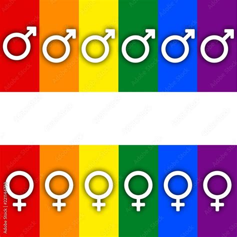 Rainbow Gay Pride Flag Banner Symbol Of Sexual Minorities Man And Woman Stock Illustration