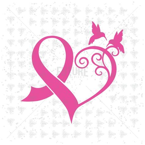 Breast Cancer Awareness Ribbon Heart Birds Svg Dxf Eps Artwork Etsy