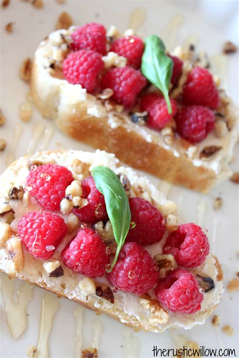 Raspberry Crostini With Ricotta Honey Walnut