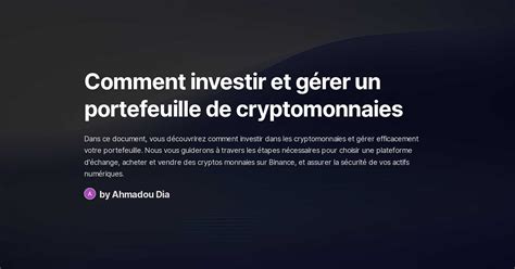 Comment Investir Et Gérer Un Portefeuille De Cryptomonnaies