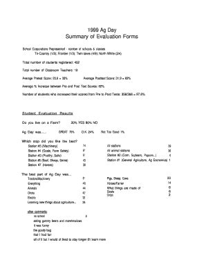 Fillable Online Ag Ansc Purdue 1999 Ag Day Summary Of Evaluation Forms