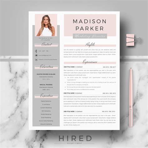 Creative And Modern Resume Cv Template For Word And Pages Professional