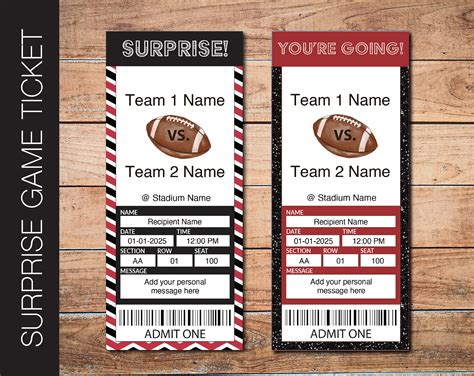 Editable TAMPA BAY Colors Football Game Gift Reveal Ticket. - Etsy