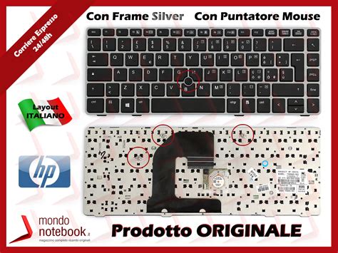 Tastiera Italiana Nera Con Frame Silver Per Notebook Hp Elitebook 8460p