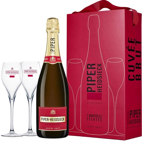 Piper Heidsieck Cuvée Brut Coffret Glasspack 1 Bouteille 2 flûtes