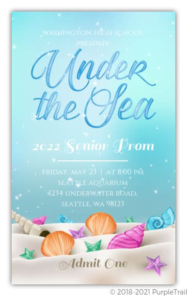 Whimsical Under the Sea Prom Ticket | Prom Invitations