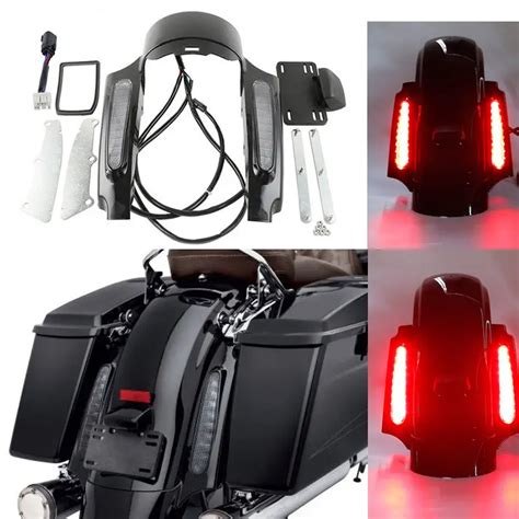 Smoke LED Light Rear Fender Fascia Set For Harley Touring Road King