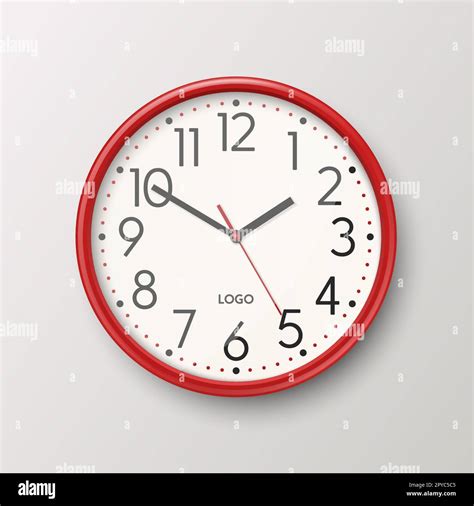 Vector D Realista Simple Redondo Rojo Reloj De La Oficina De La Pared