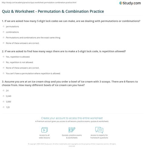 Permutation Or Combination Worksheet