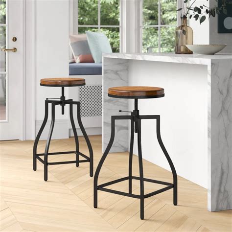 Adjustable Height Swivel Metal Bar Stool