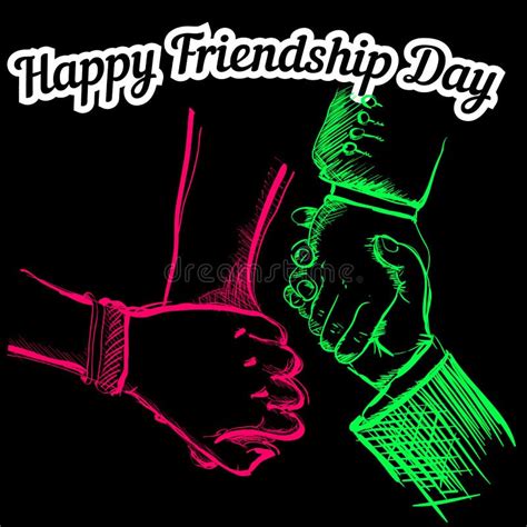 Hands Shaking Sketch Friendship Day Vector Illustration Stock ...