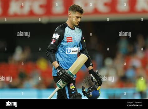 Gold Coast Australia 22nd Jan 2024 David Payne 14 Adelaide Caught And Bowled By Nathan