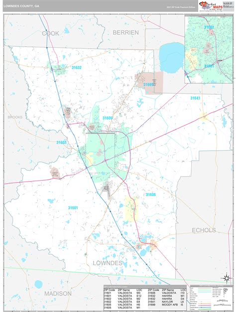 Lowndes County Ga Wall Map Premium Style By Marketmaps Mapsales