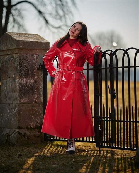 Rainwear From Sweden On Instagram Jekaterina In Shiny Red Trenchcoat