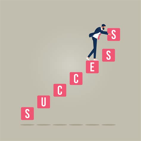 Businessman places cube lettering success word as stairway, Vector ...