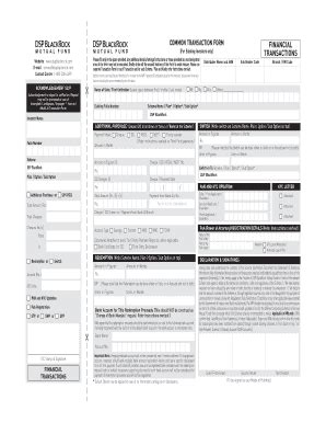 Fillable Online COMMON TRANSACTION FORM DSP BlackRock Mutual Fund Fax