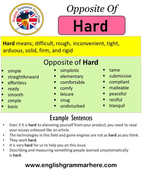 Opposite Of Hard Antonyms Of Hard Meaning And Example Sentences