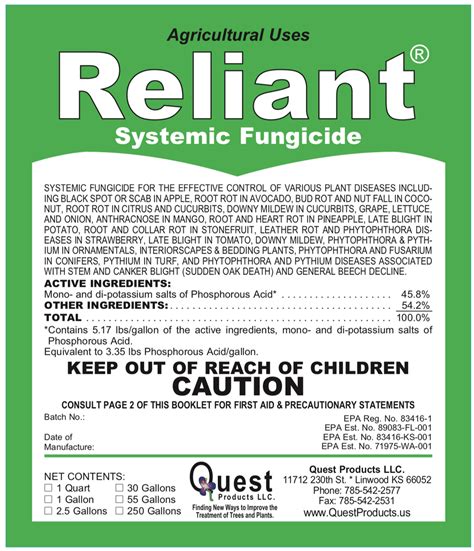 Reliant Systemic Fungicide Agri Fosgarden Phos Ecogreenwarehouse