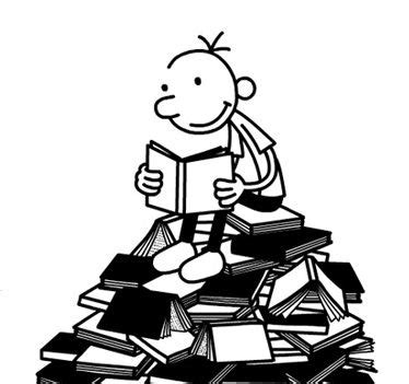 Diary of a Wimpy Kid's Greg Heffley reading on a pile of books. | Wimpy ...