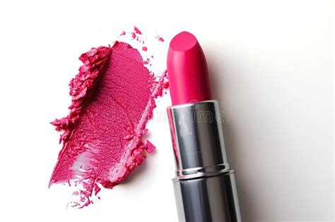 Pink Lipstick With Swatch Abstract Isolated On White Background Beauty