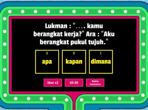 Bahasa Indonesia Kata Tanya Dan Unsur Kalimat Kelas 2 IKM Gameshow Quiz