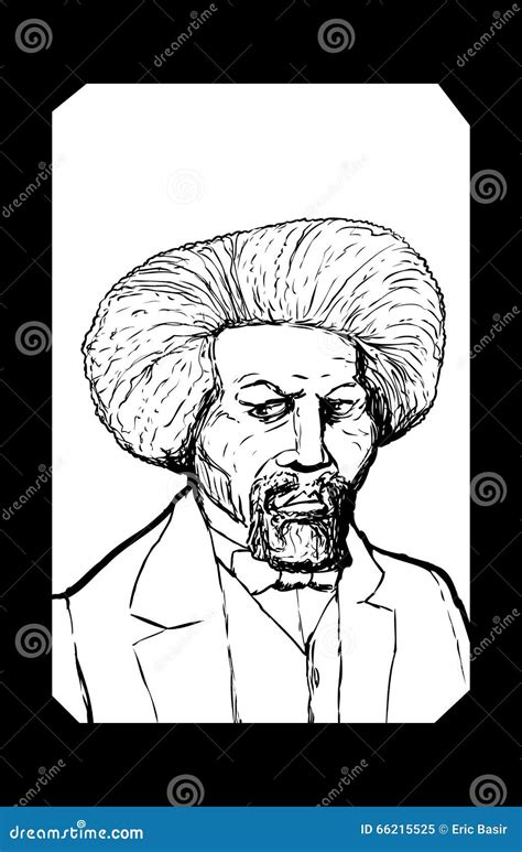 Retrato Resumido De Frederick Douglass Con El Marco Stock De