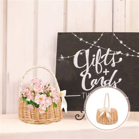 PANIER DE FLEURS En Rotin Pique nique Osier Mariage Portable Décor EUR