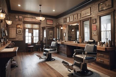 Premium Photo | Classic Vintage Barber Shop Interior VintageInspired ...