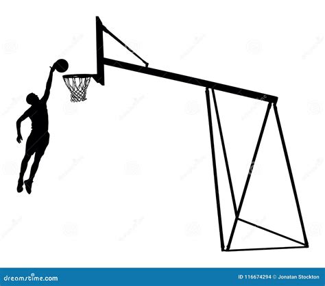 Basketball Player Jumping Dunking In Silhouette Isolated White