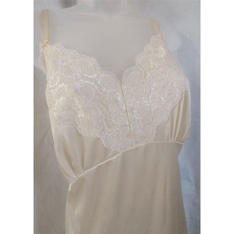 Velrose Nylon Full Slip Lingerie Lace Ivory Cream USA Adjustable Straps Etsy