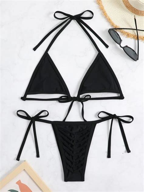 SHEIN Swim SXY Bañador bikini tanga triángulo con abertura Moda de