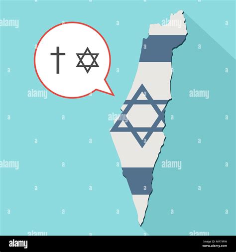 Illustration of a long shadow Israel map with its flag and a comic ...