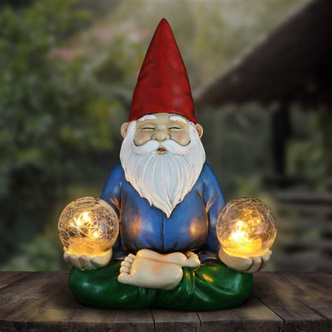 Buy Exhart Garden Sculpture Meditating Yoga Solar Garden Gnome Statue