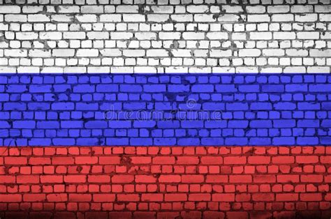 Russia Flag Is Painted Onto An Old Brick Wall Stock Illustration