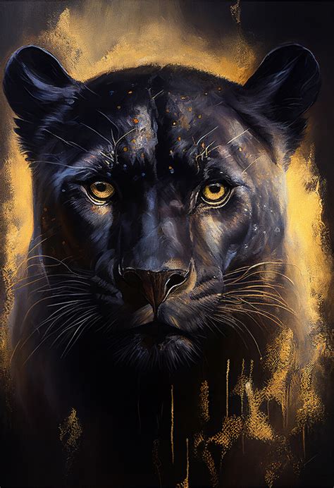 Wall Art Print | Panther Golden Background | UKposters