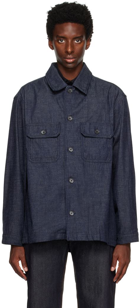 Naked Famous Denim Indigo Work Denim Shirt Naked And Famous Denim