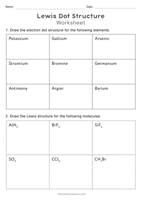 Free Printable Lewis Dot Structure Worksheets Worksheets Library