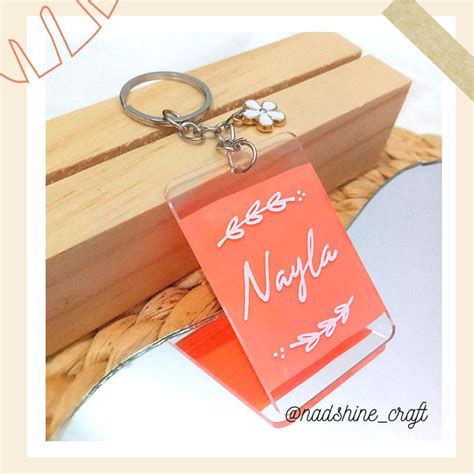 Jual Ganci Acrylic Lettering Kotak Gantungan Kunci Custom Nama