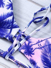 25 OFF 2021 Coconut Palm Strappy Bikini Set In PURPLE ZAFUL