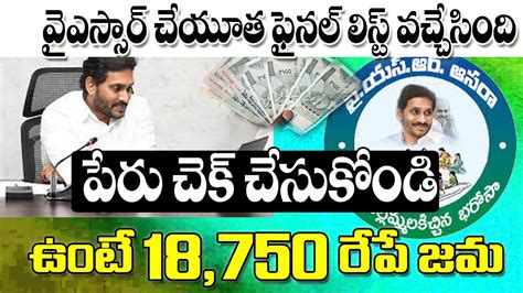 వైయస్సార్ చేయూత ఫైనలిస్ట్ విడుదల ఇందులో పేరు ఉంటే డబ్బులు Ysr Cheyutha Final List Released