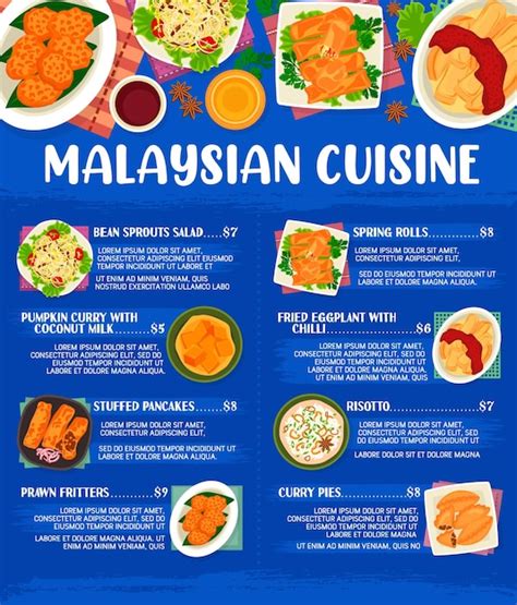 Premium Vector Malaysian Cuisine Menu Template Asian Restaurant