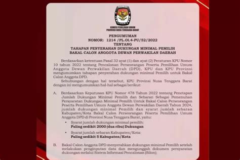 Ini Tahapan Penyerahan Dukungan Bakal Calon Anggota Dpd Ri Pemilu 2024