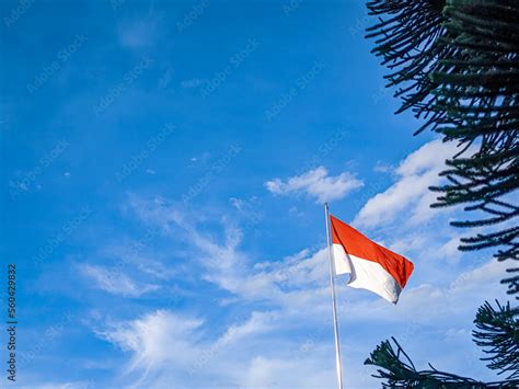 The Merah Putih Flag.view from below the Merah Putih Flag. Indonesian ...