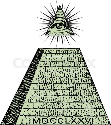 New world order. One dollar, pyramid. Illuminati symbols bill, masonic ...