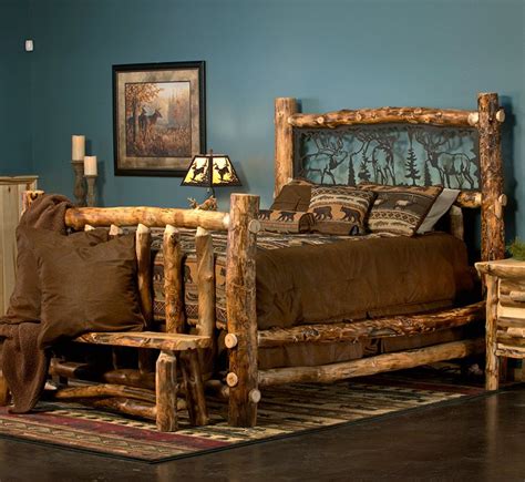 Rustic Aspen Log Bed With Metal Insert