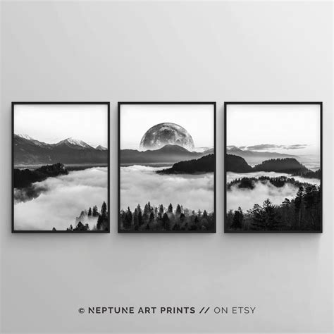 Black And White Photography Wall Art Poster Print Set Of 3 Piece Fog