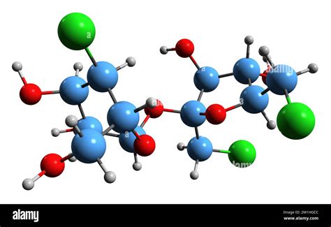 3d Image Of Sucralose Skeletal Formula Molecular Chemical Structure