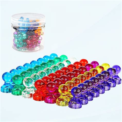 Push Pin Magnets 60 Pack 8 Assorted Color Strong Magnets Magnetic Push