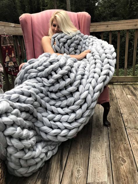 Super Chunky Knit Blanket Chunky Knits Merino Wool Blanket Etsy