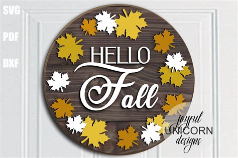 Hello Fall Round Welcome Sign SVG Graphic by JoyfulUnicorn · Creative ...